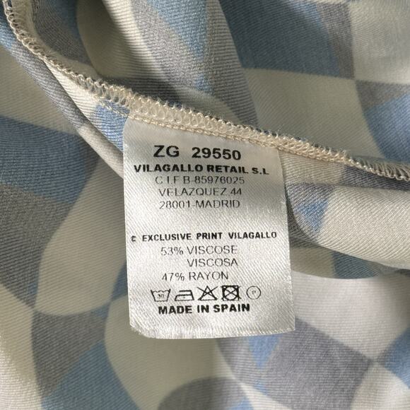 Vilagallo Shirt Womens Large Geometric Checker Top Long Sleeve Button Up Spain - Picture 10 of 13